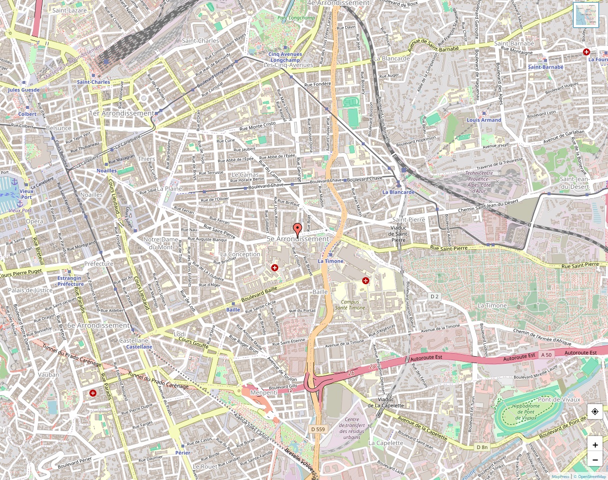 Plan du 5ème arrondissement de Marseille